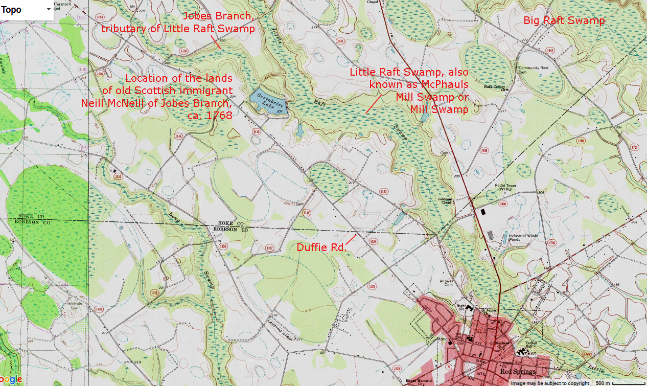 Map of Greenbrier Lake in Hoke County